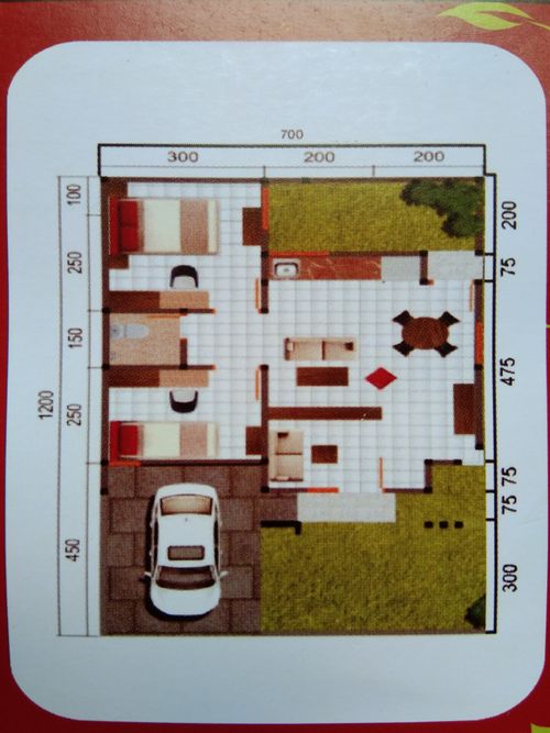 foto denah rumah tipe 45/84 perumahan Aulia wanaraja