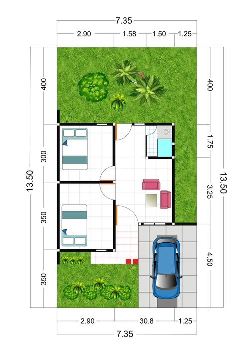 foto denah rumah tipe 36 perumahan Surya Residence Kota Baru
