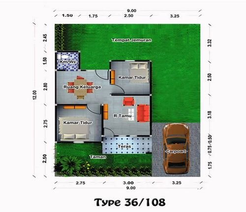 foto denah rumah tipe 36 perumahan Griya Teratai Indah