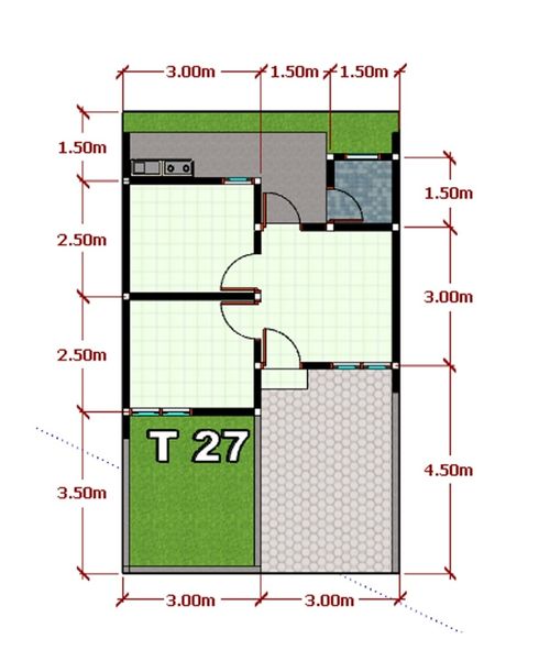 foto denah rumah tipe 27/65 perumahan Graha Sejahtera Tempel