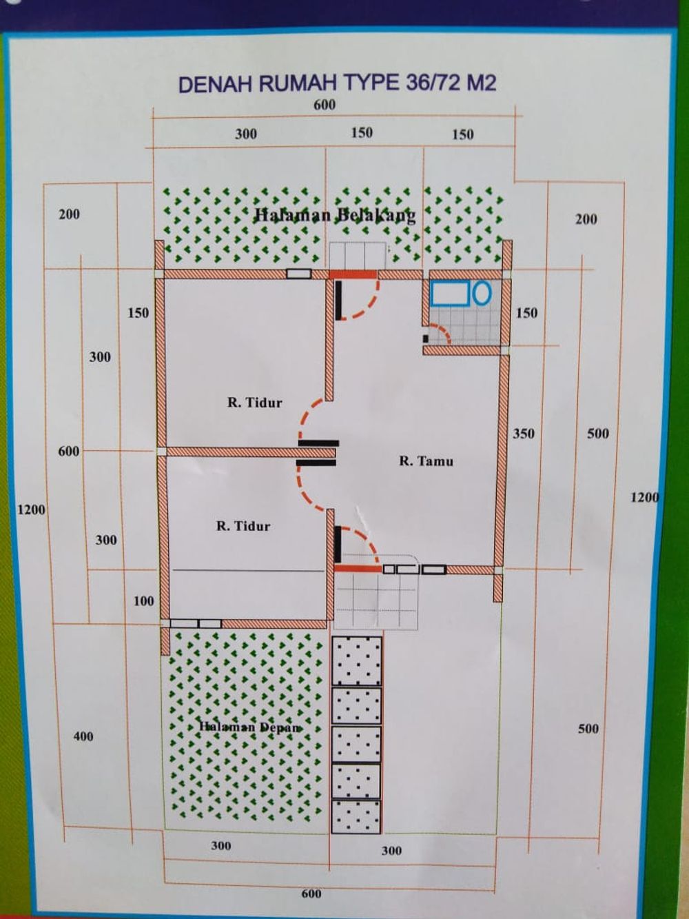 foto denah rumah tipe 36/72 perumahan Greend Sindang Asri
