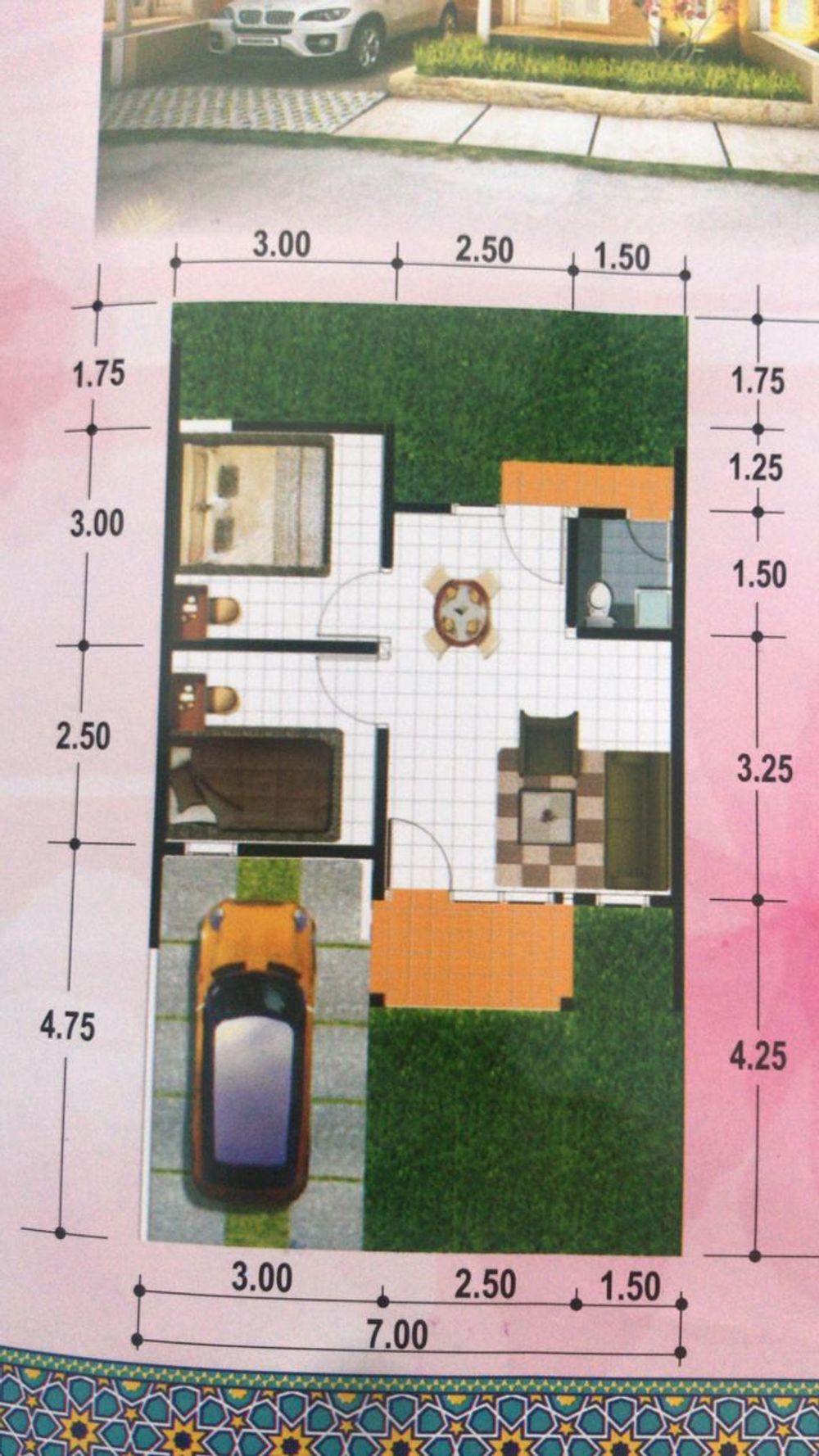 foto denah rumah tipe 40 perumahan Mutiara Residence Dawagung