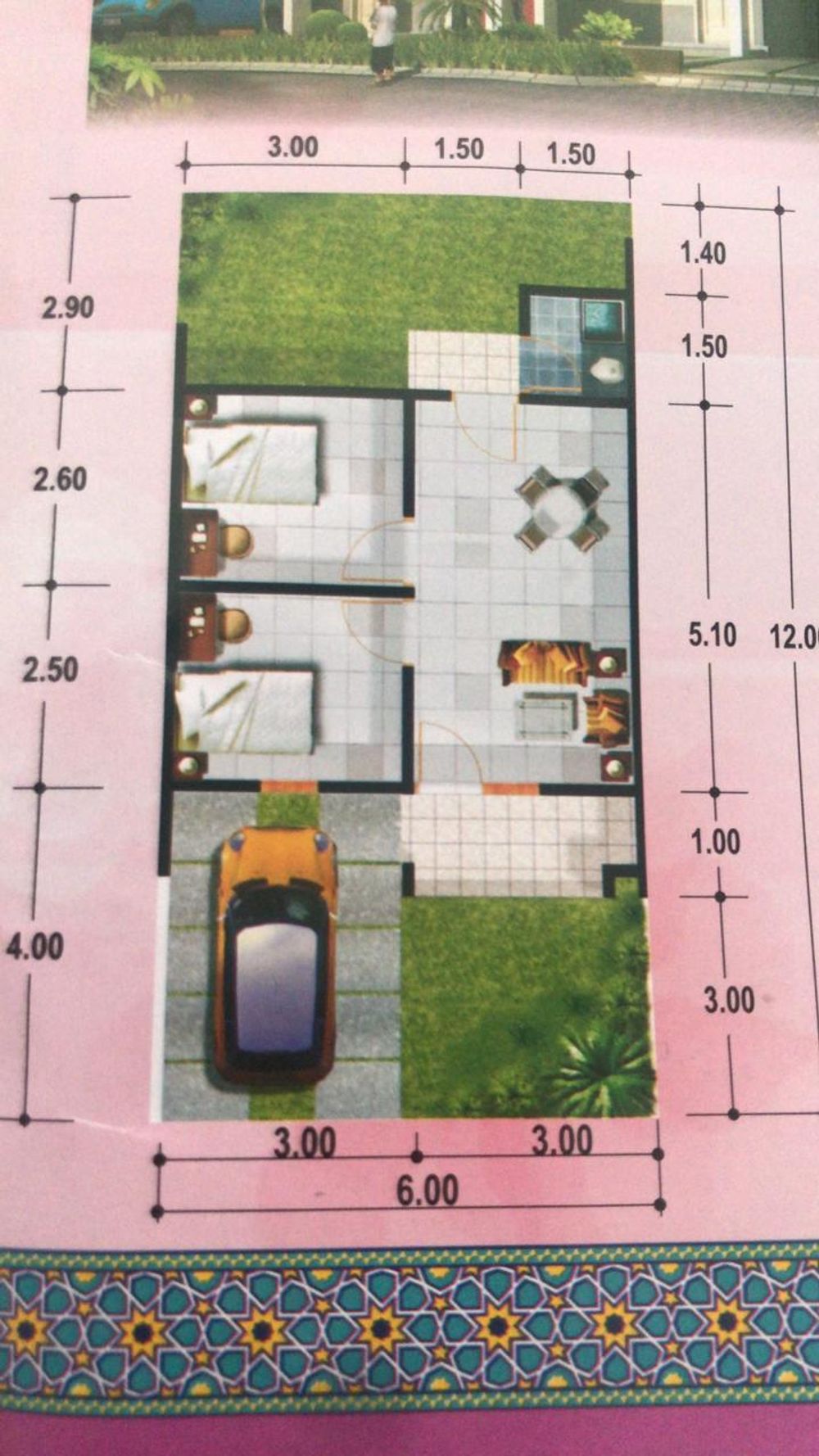 foto denah rumah tipe 36 perumahan Mutiara Residence Dawagung
