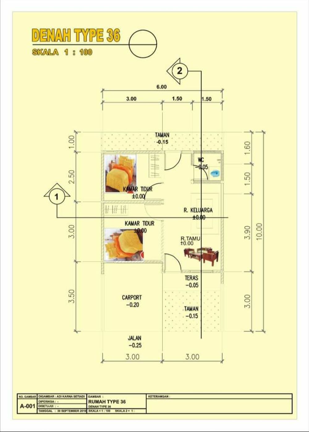 foto denah rumah tipe 36/60 perumahan PERUMAHAN GRAHA ASRI GEYONGAN