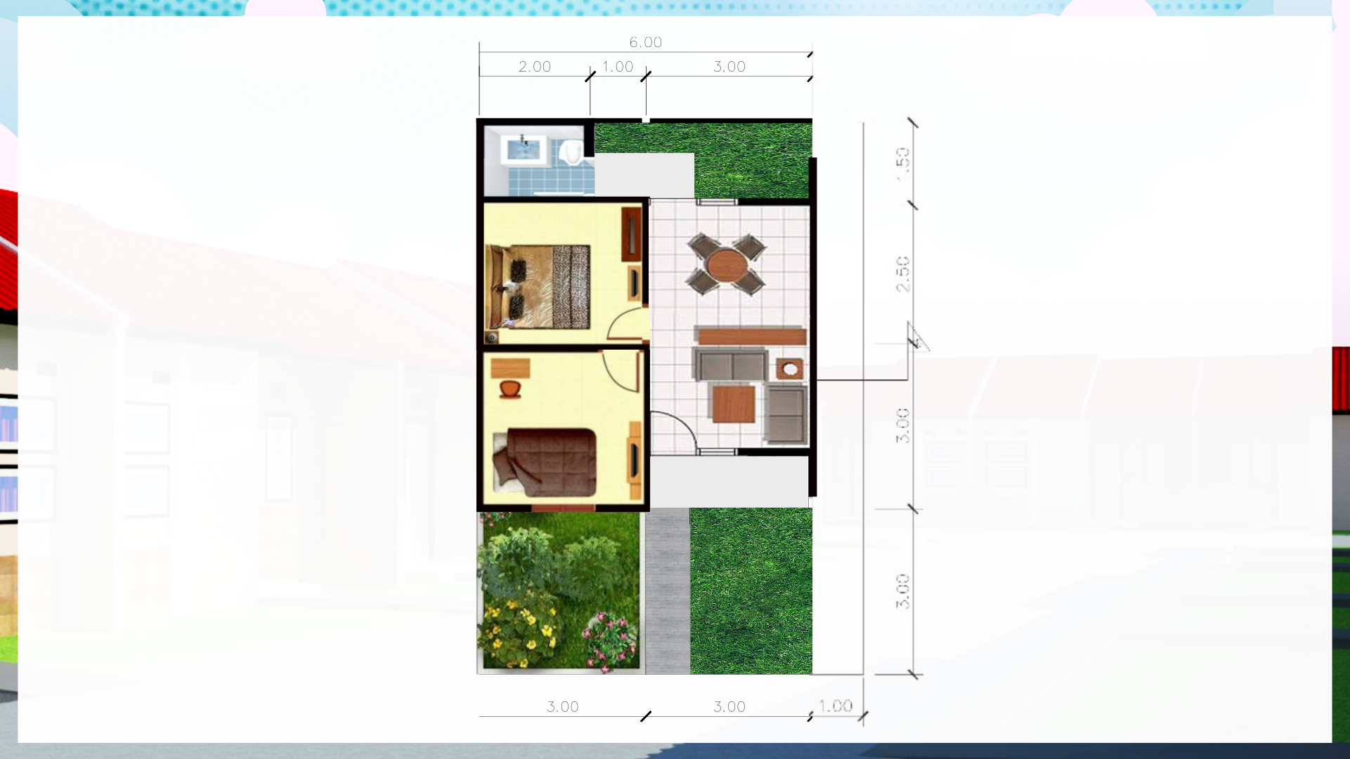 foto denah rumah tipe 36L perumahan Taman Tukmudal Indah II