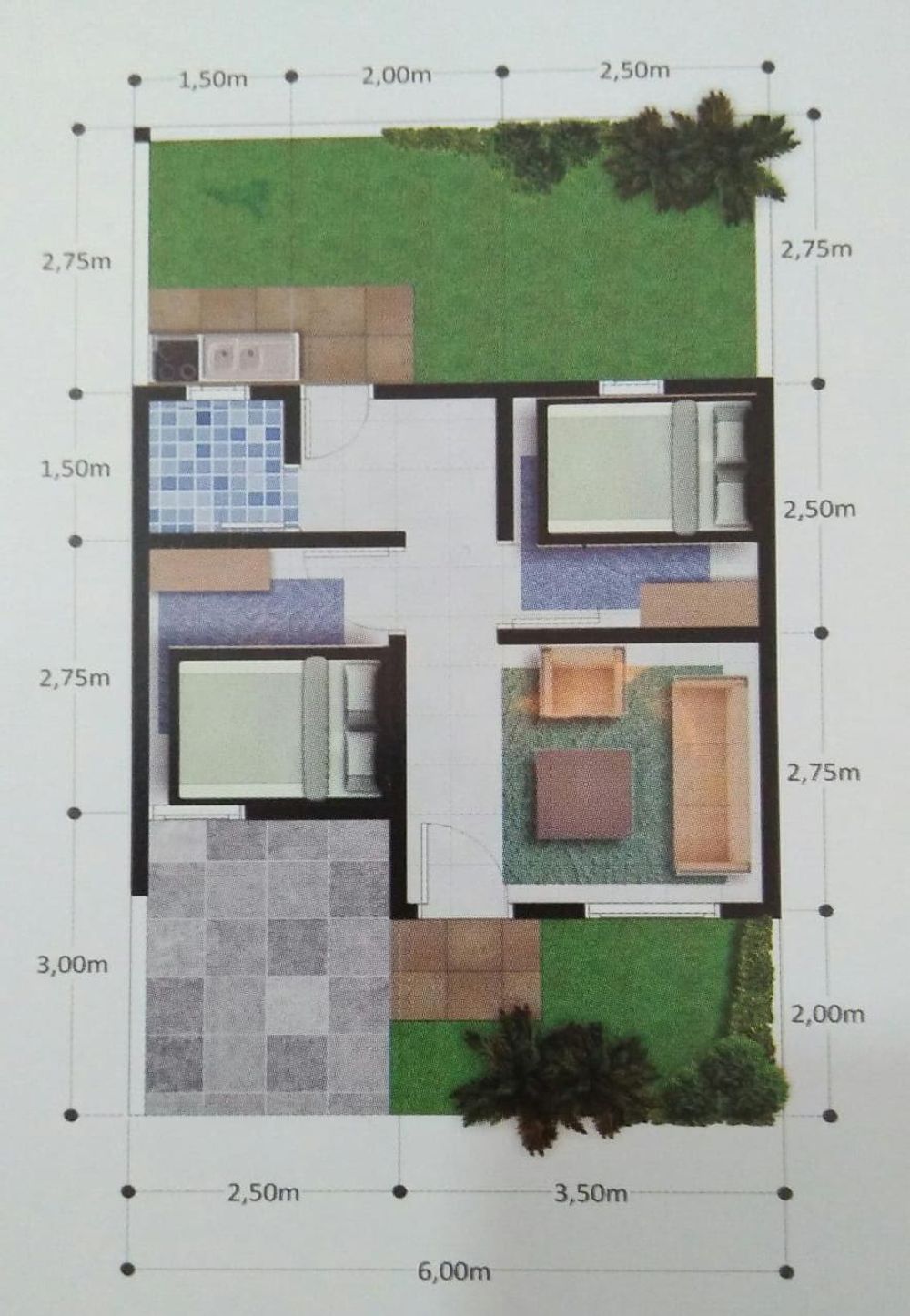 foto denah rumah tipe 30/60 perumahan SAMPIREUN REGENCY