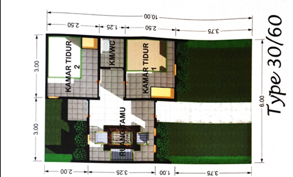 foto denah rumah tipe 30/60 perumahan Sofie Residence