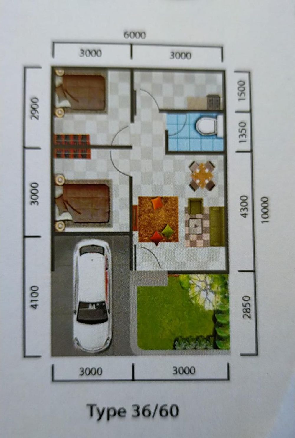 foto denah rumah tipe 42/72 perumahan green ciomas residence