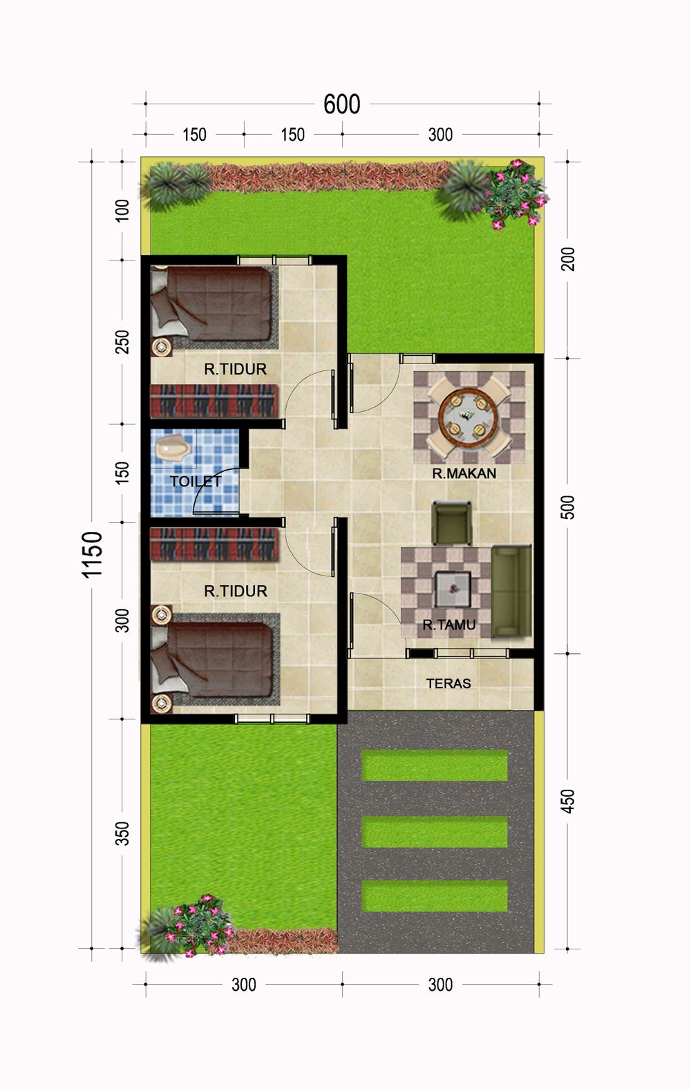 foto denah rumah tipe 36 perumahan Griya Makmur 7