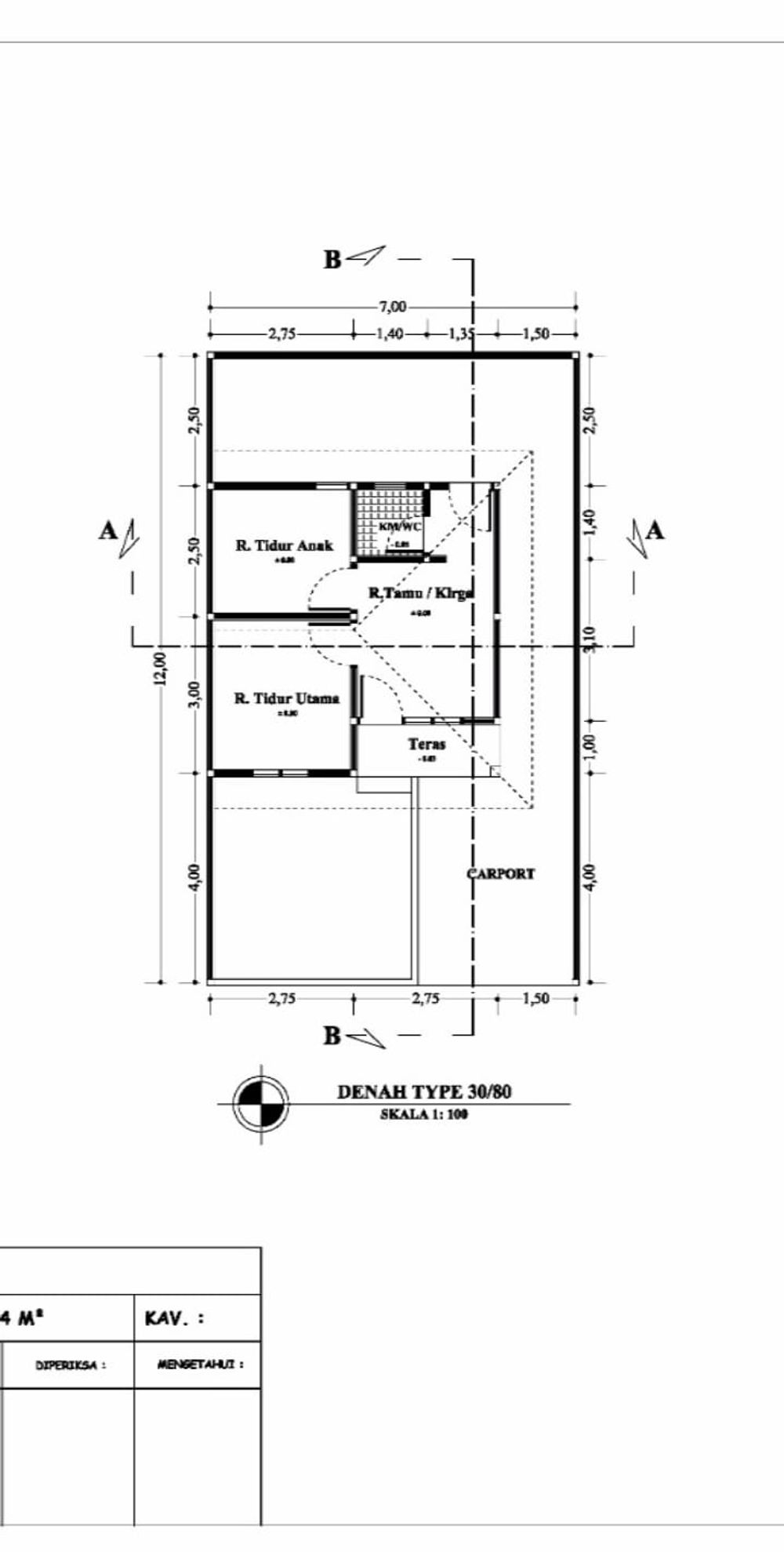 foto denah rumah tipe 30/80 perumahan PERUMAHAN NHM DASAN BARU III