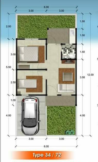 foto denah rumah tipe BLOK B SUBSIDI perumahan Grand perwira gemuruh
