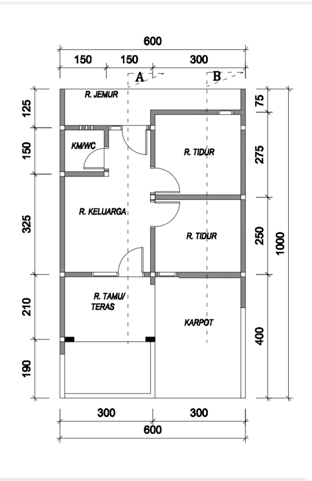 foto denah rumah tipe 36/60 perumahan GRAND HOUSE RESIDENCE CLUSTER AS-SALAAM