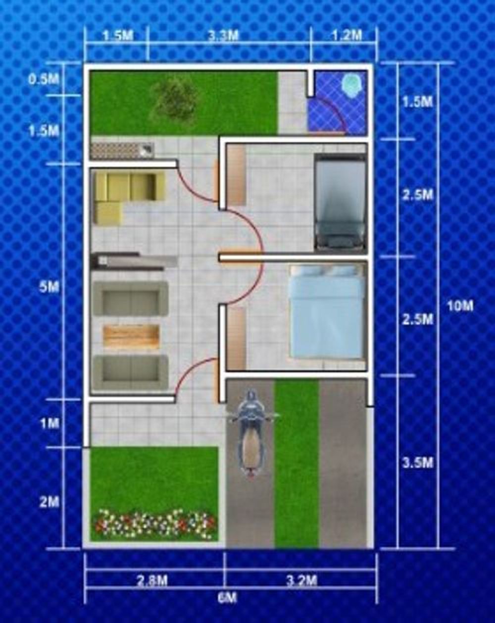 foto denah rumah tipe 34/60 perumahan LEBAK GEDE ASRI TAHAP 3