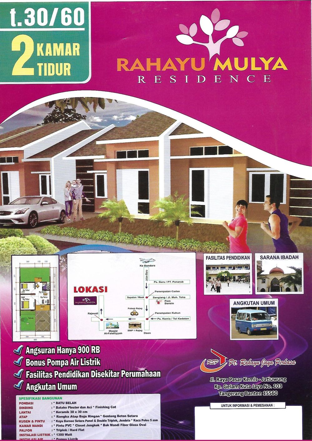 foto denah rumah tipe 30/60 perumahan Rahayu mulya residence