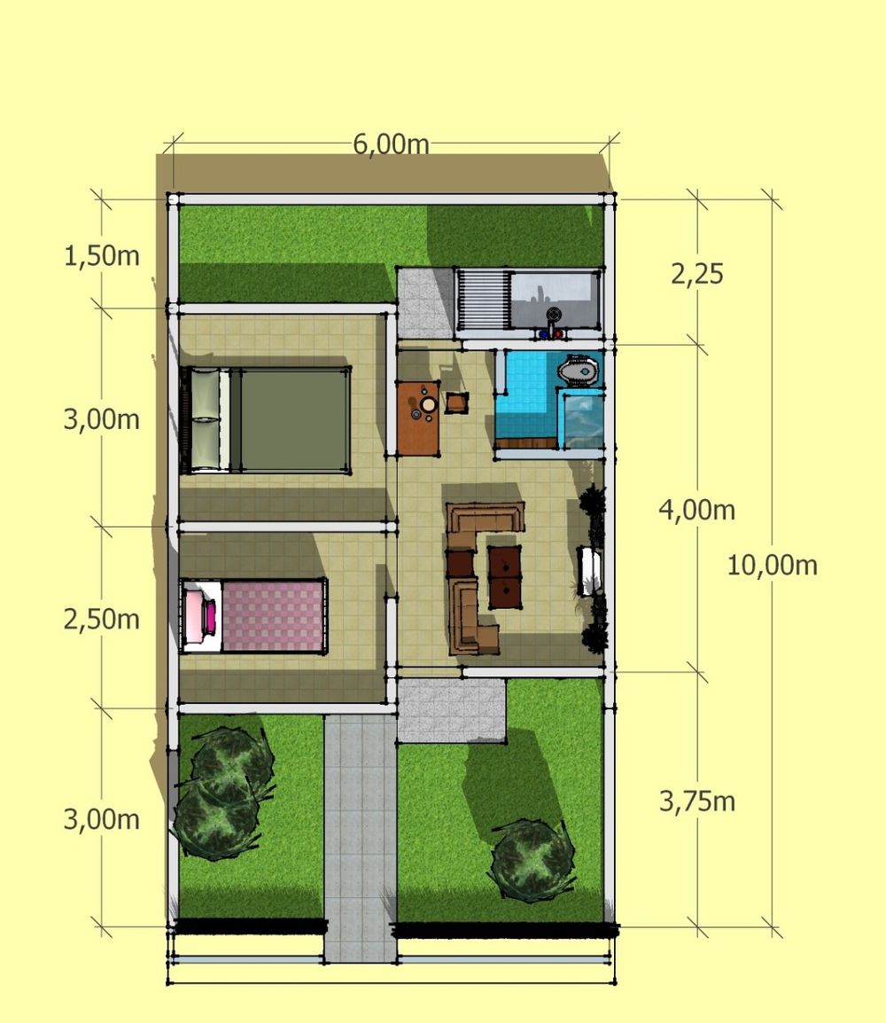foto denah rumah tipe 28.5/60 perumahan Pondok Gelam Indah