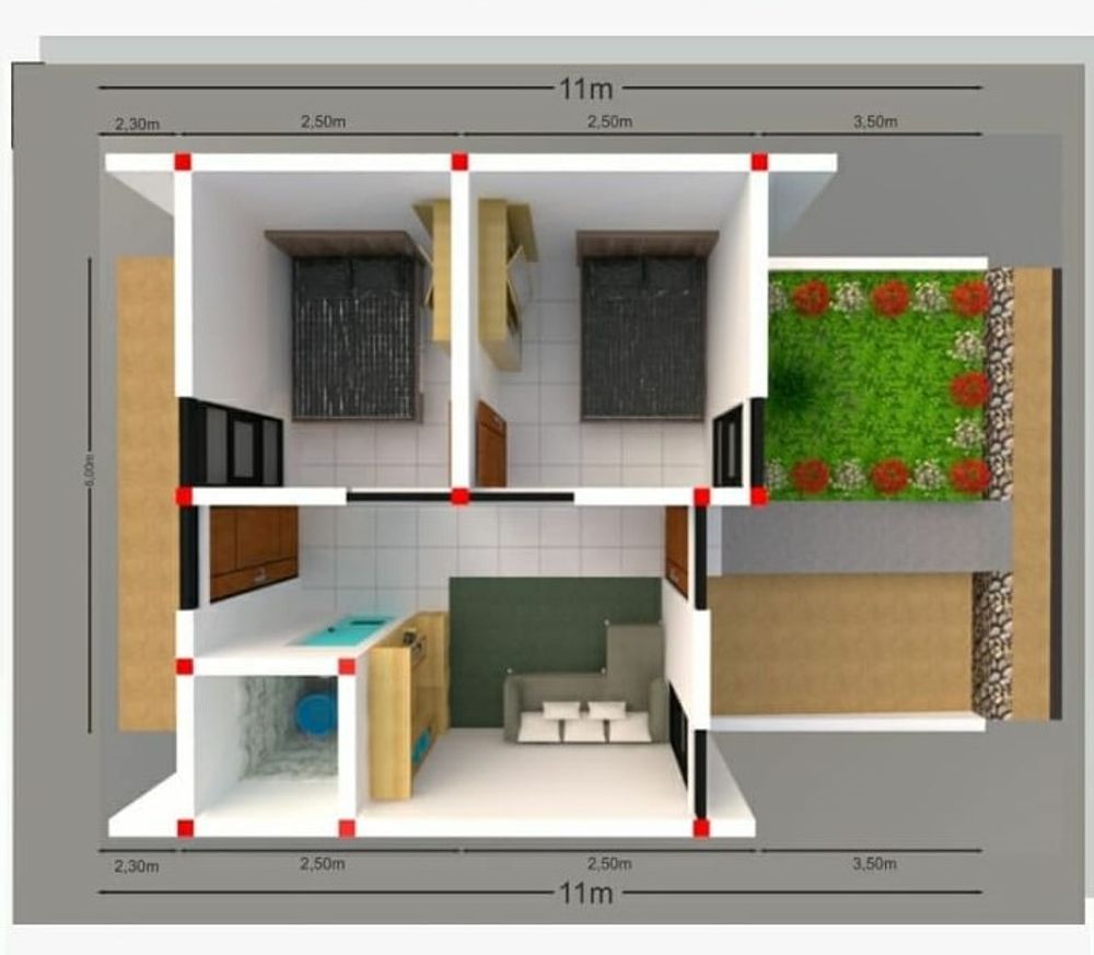 foto denah rumah tipe 30/66 perumahan Ngamplang City View