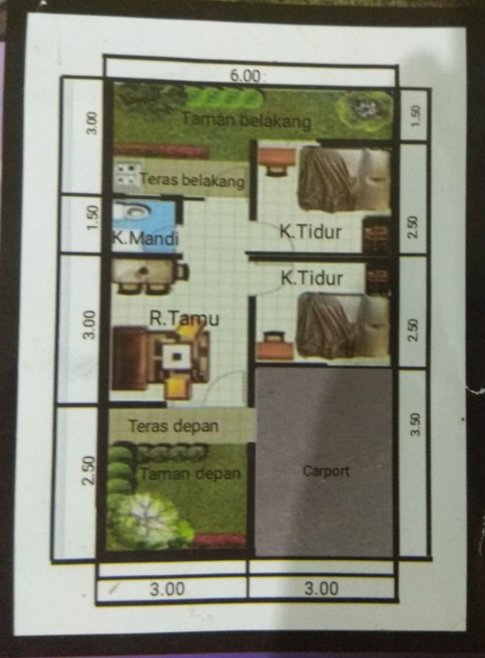 foto denah rumah tipe 30/60 perumahan DELTA SAMBIRESIK PERMAI 3