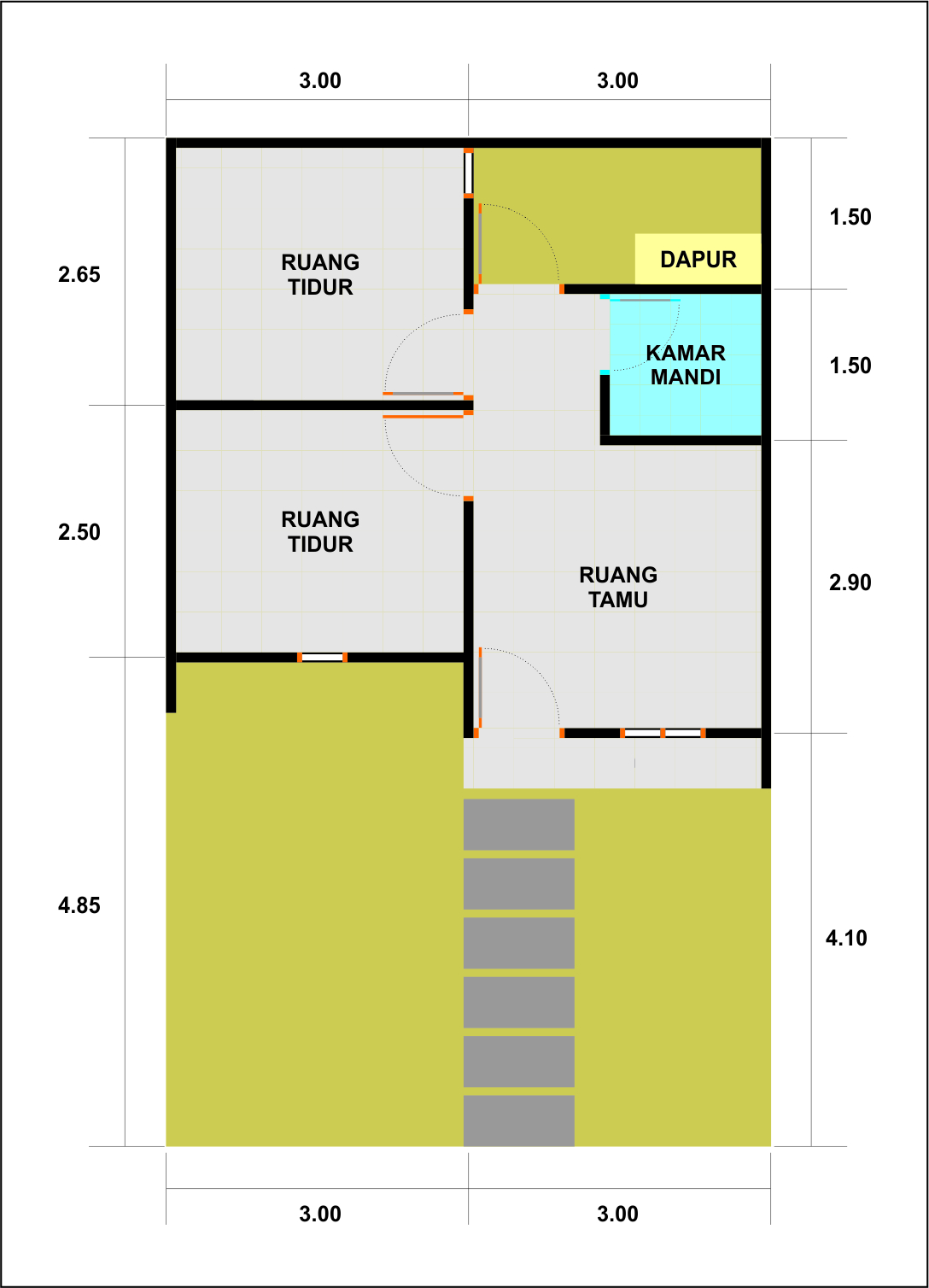 foto denah rumah tipe 30/60 perumahan PERUMAHAN BUMI JERUK SAWIT ASRI
