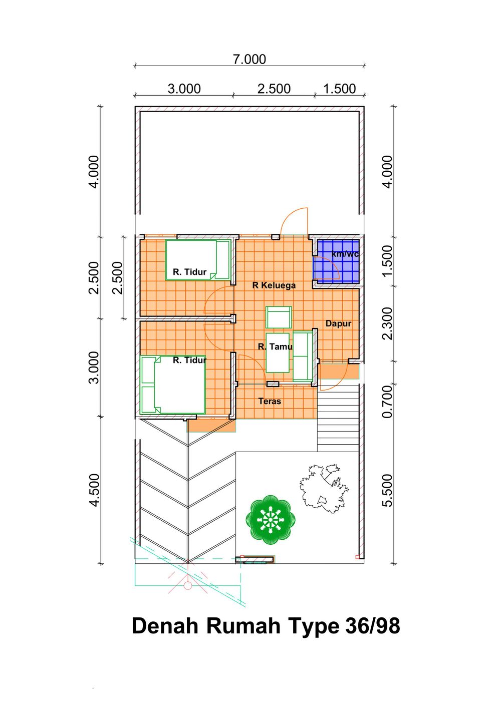 foto denah rumah tipe 36/98 perumahan Gilih Asri Residence