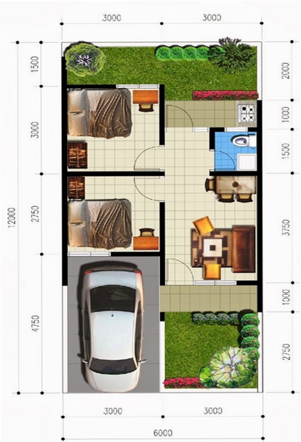foto denah rumah tipe 36 perumahan Ratu Permai Residence 2