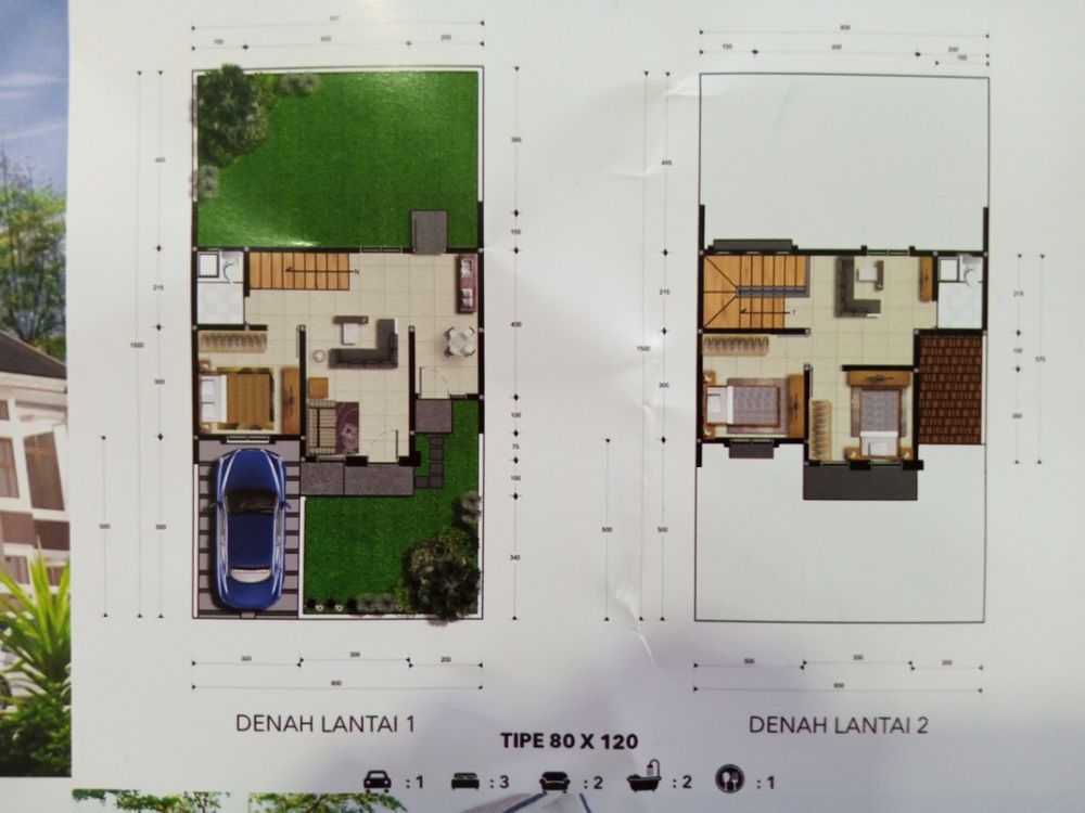 foto denah rumah tipe 80/120 perumahan Grand Puri Regency
