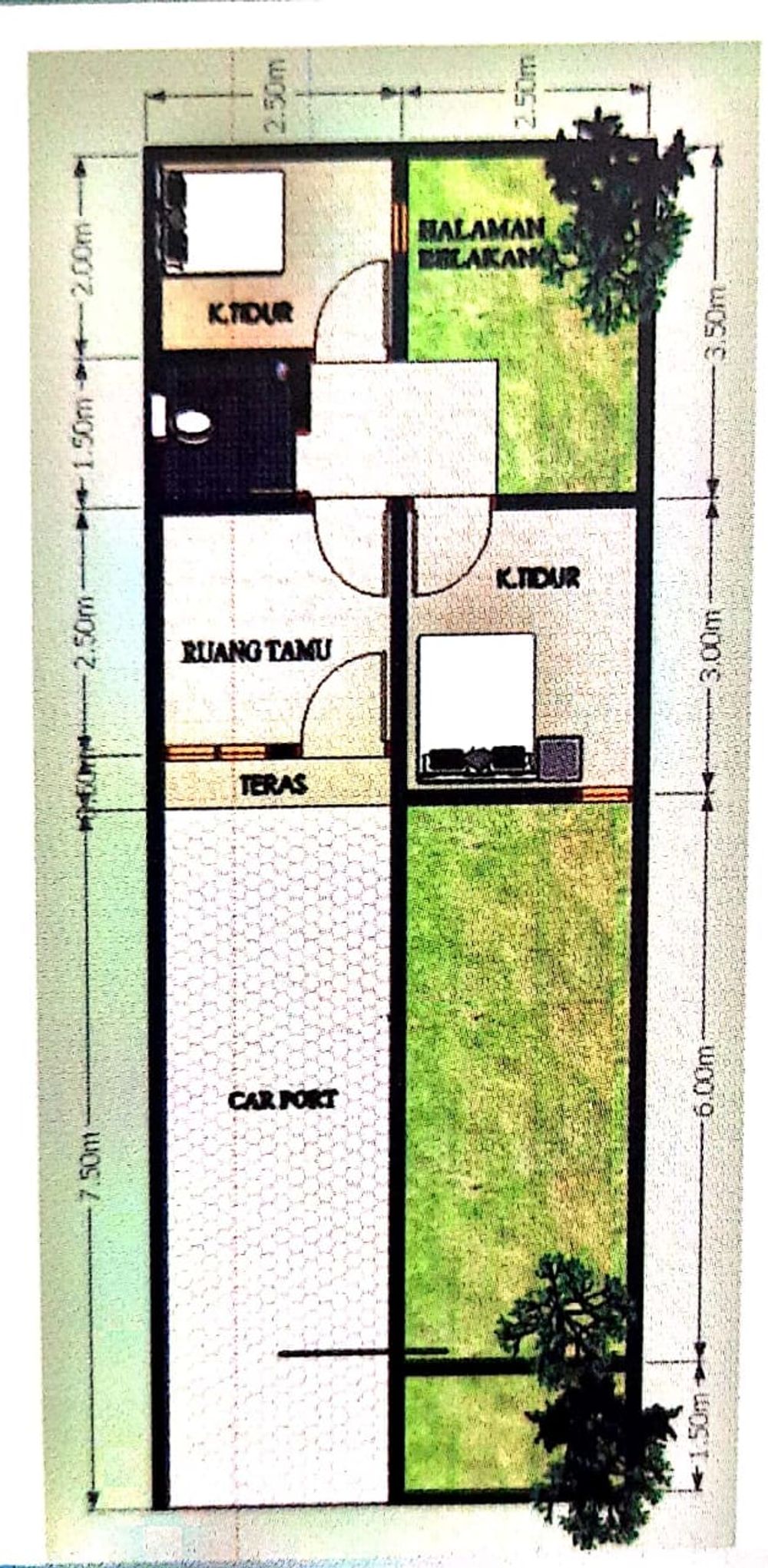 foto denah rumah tipe 24 perumahan Hissto Granada Residence
