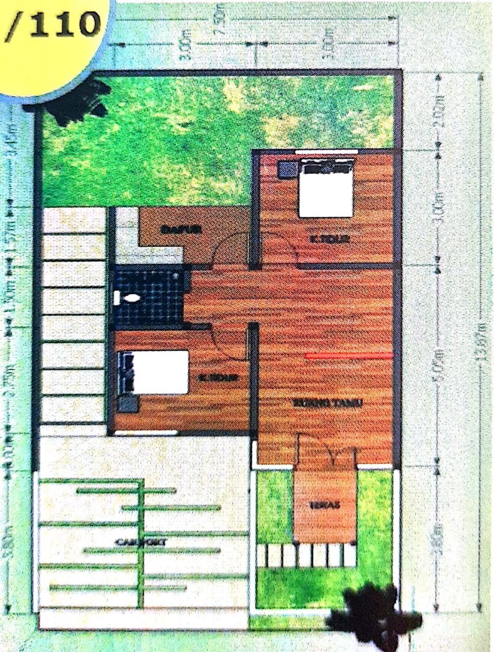 foto denah rumah tipe 43 perumahan Hissto Granada Residence