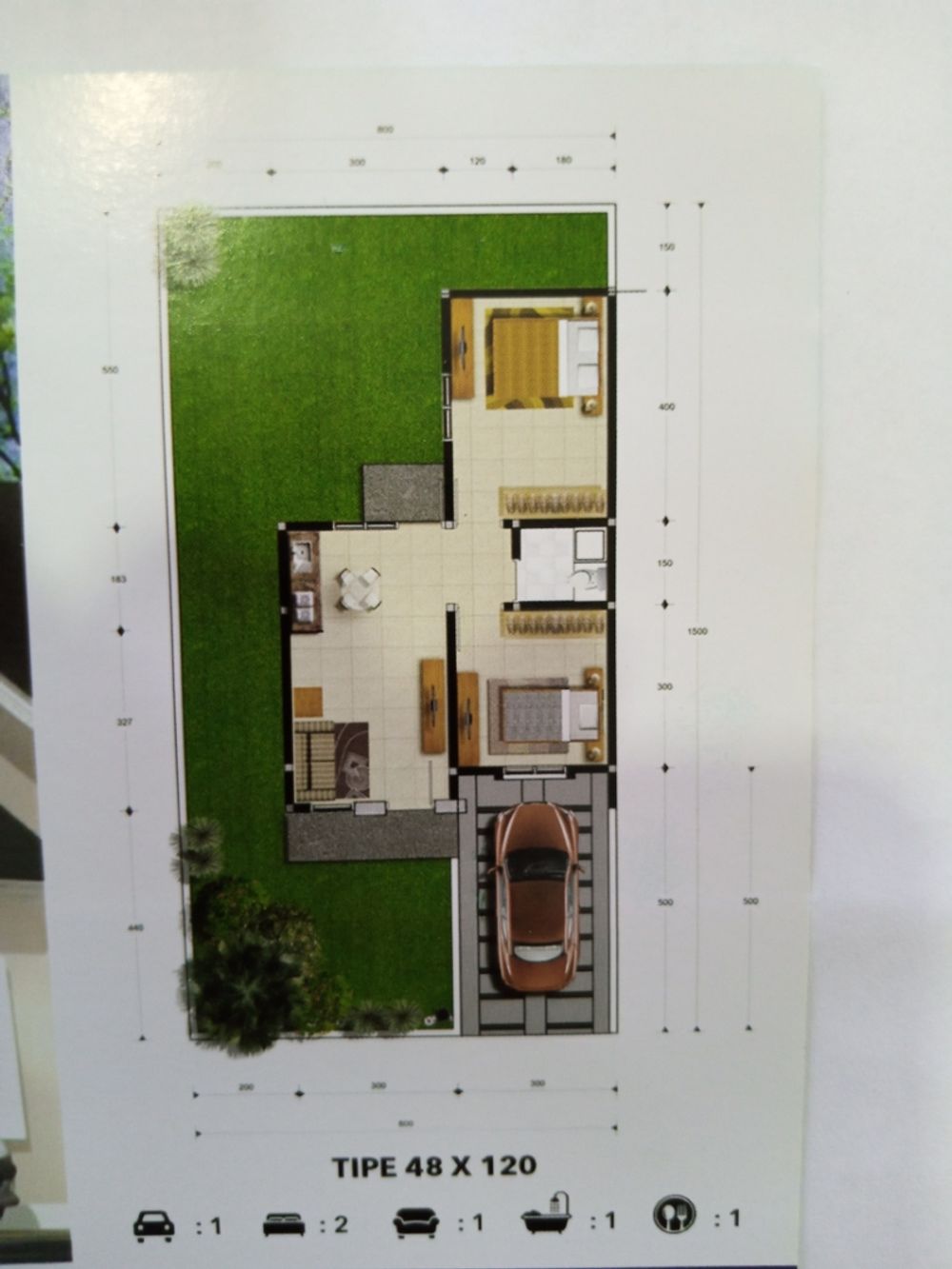 foto denah rumah tipe 48/120 perumahan Grand Puri Regency