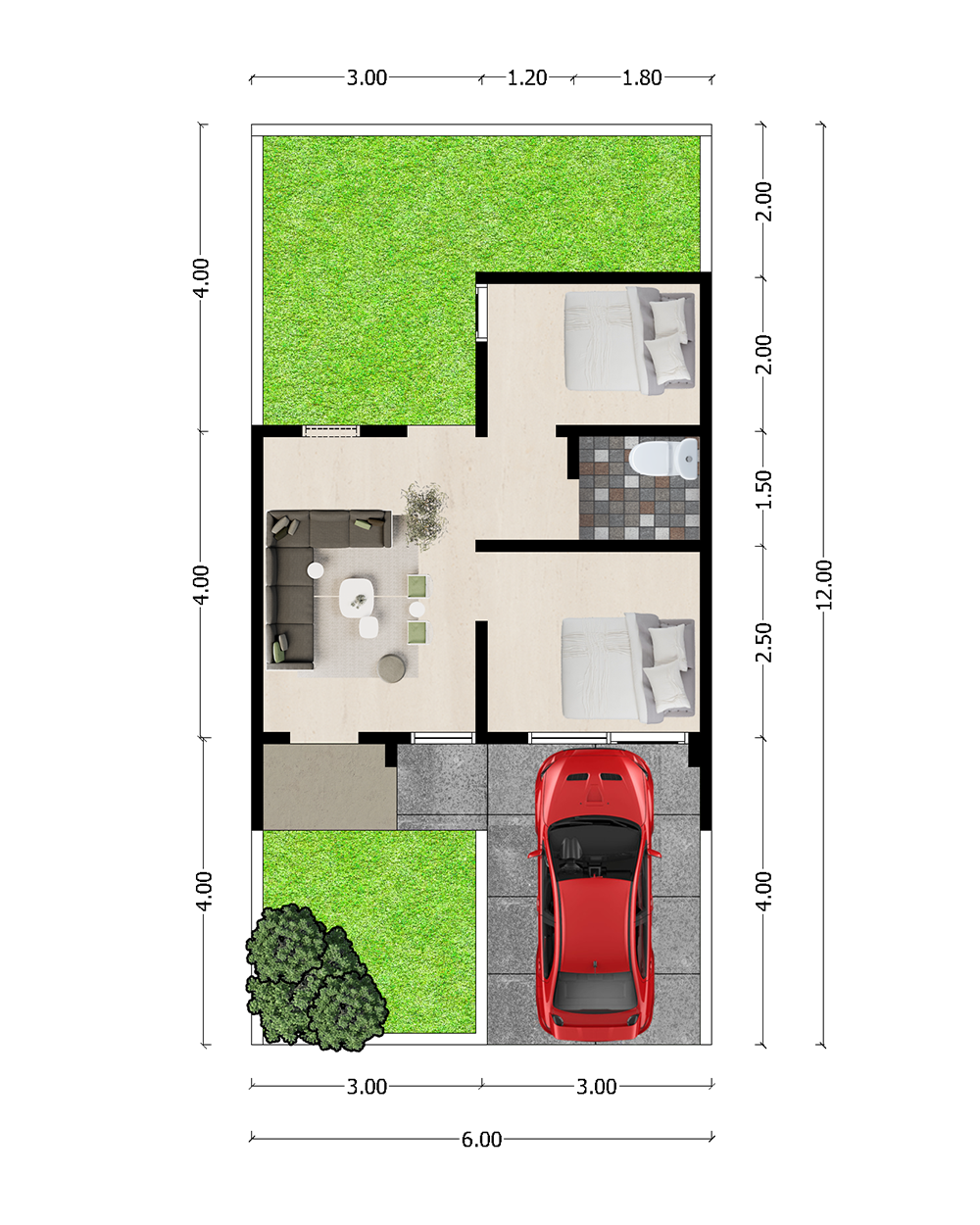 foto denah rumah tipe 30 perumahan REMBANGAN HILL RESIDENCE