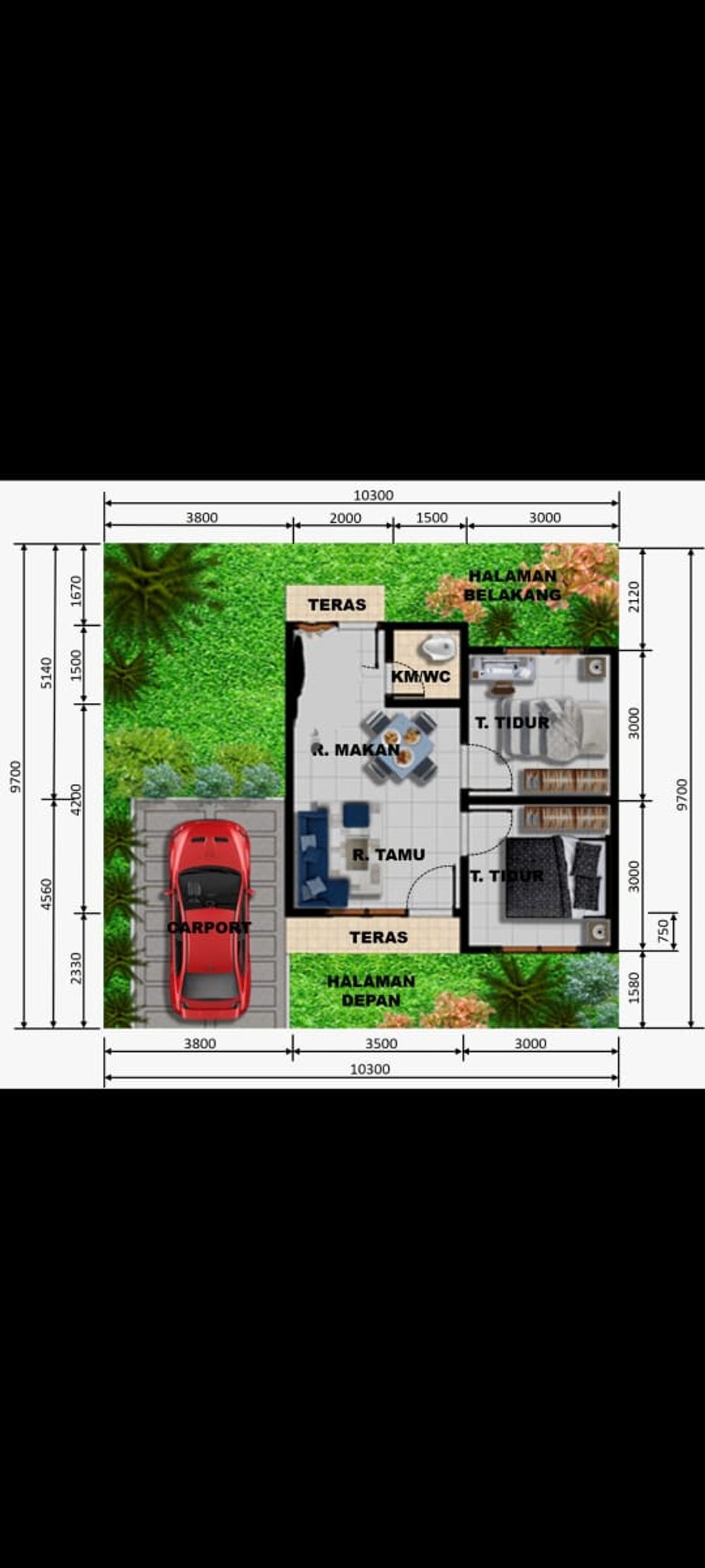 foto denah rumah tipe 36/100 perumahan Griya Qaliwe
