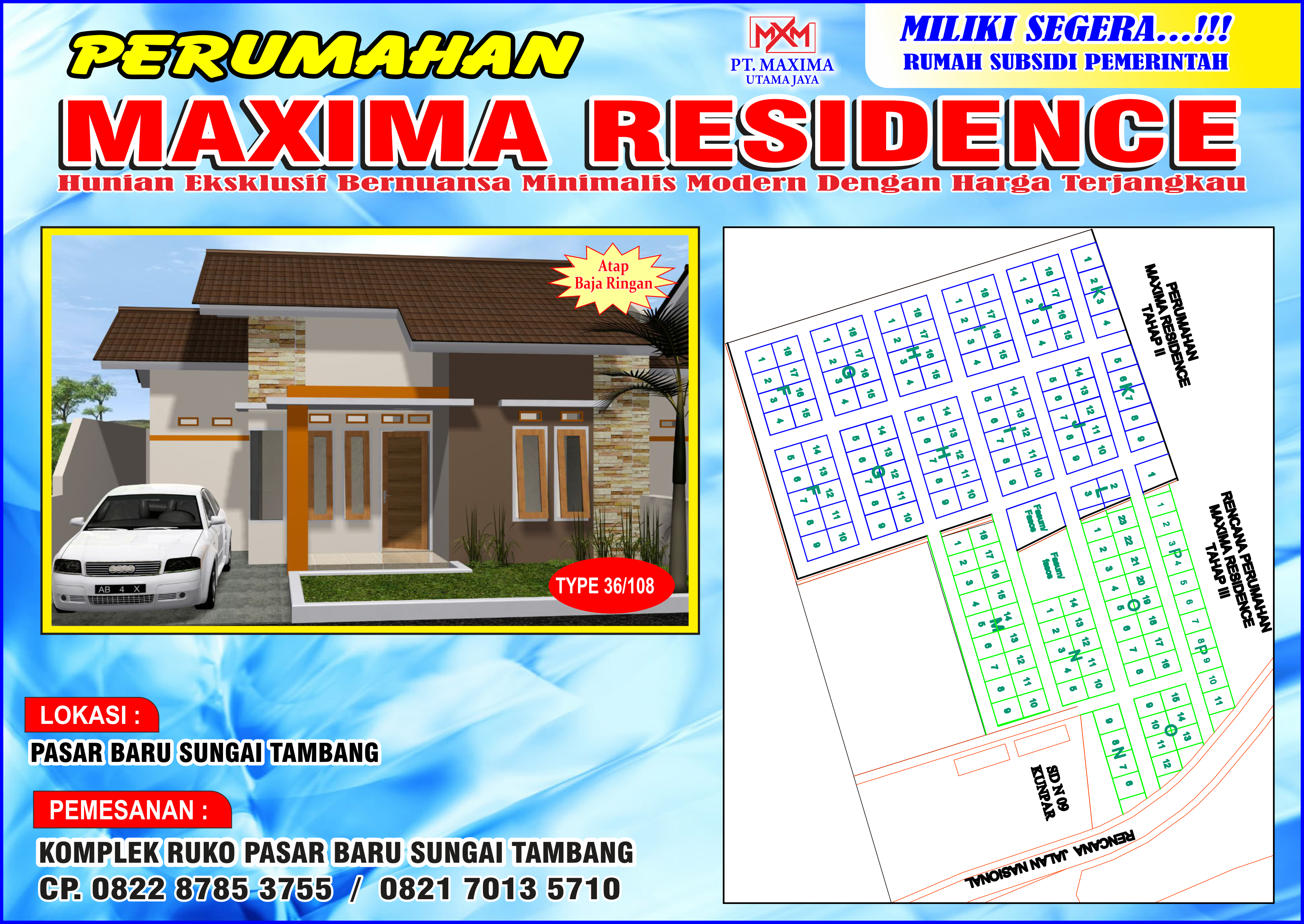foto denah rumah tipe RSH 36 perumahan Maxima Residence Tahap II