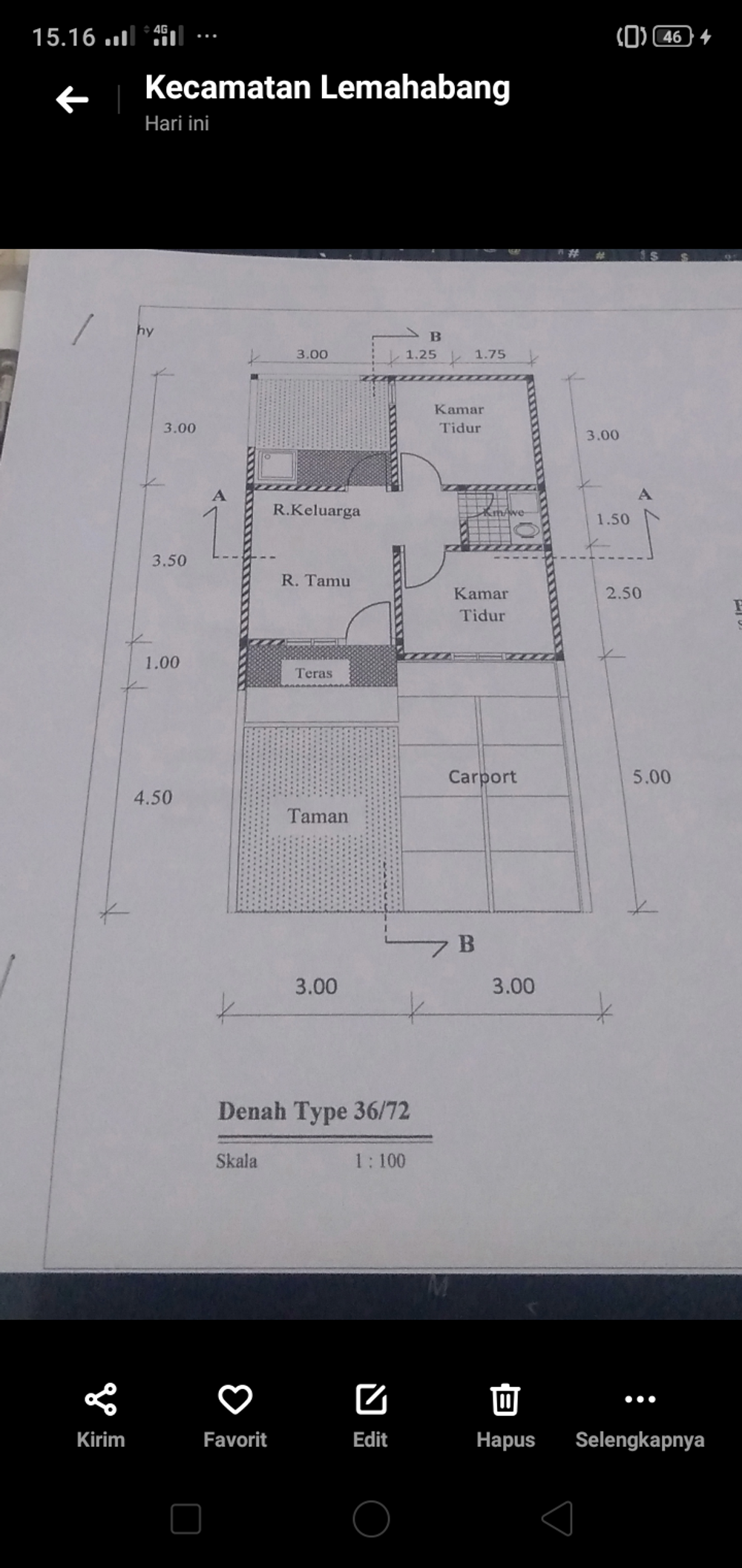 foto denah rumah tipe 36 perumahan SINDANG KEMUNING ASRI