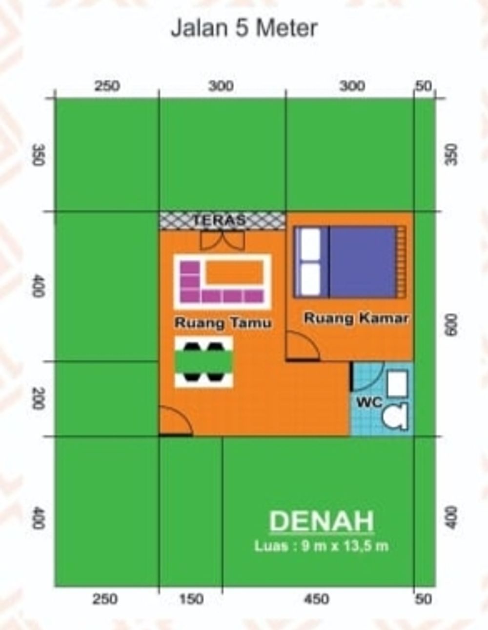 foto denah rumah tipe 36 perumahan VILLA KOTA INTAN 2 LANJUTAN