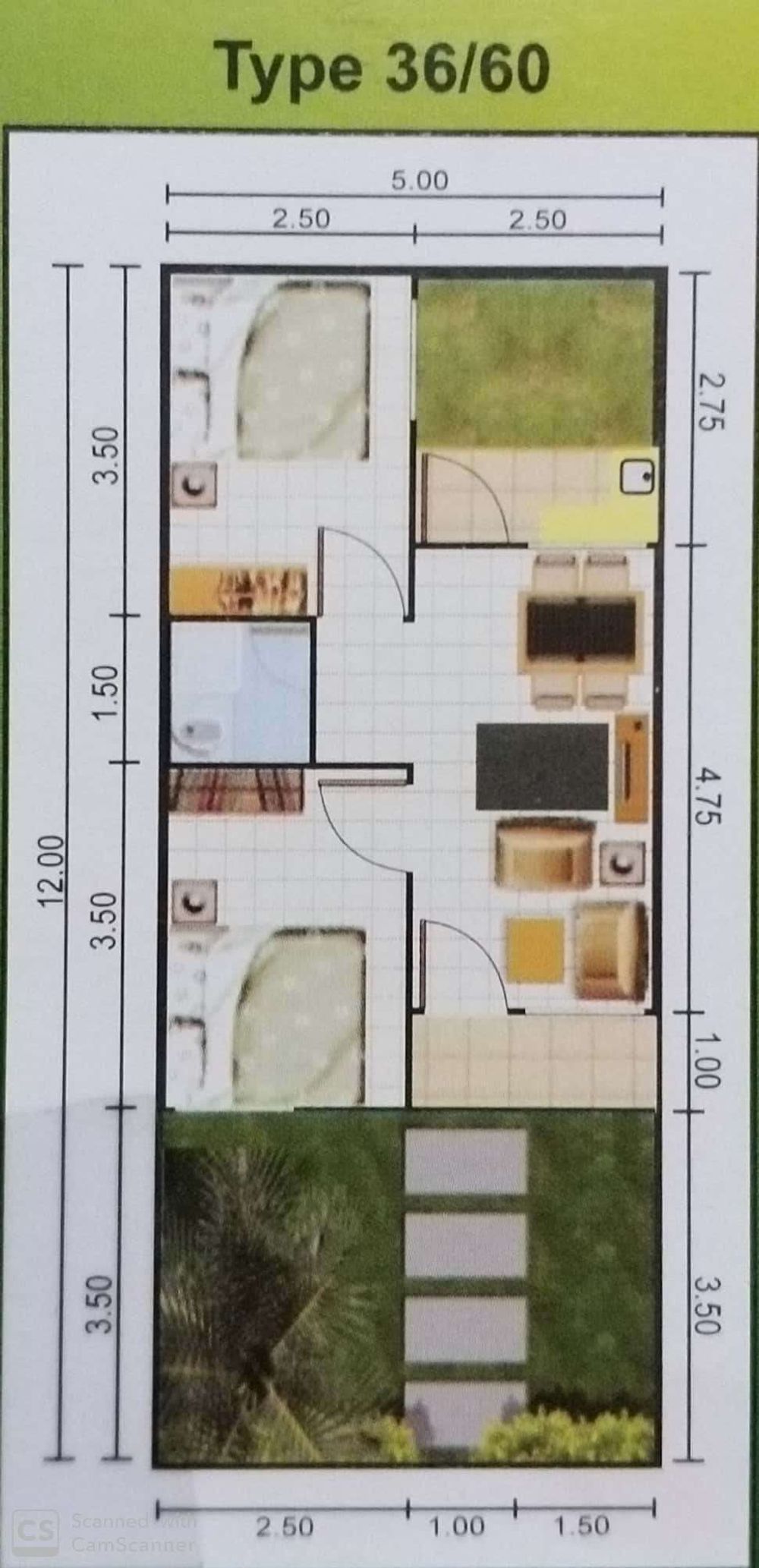 foto denah rumah tipe 36 perumahan Alam Pesona Wanajaya