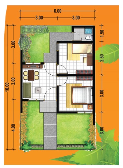 foto denah rumah tipe FLPP 26/60 (2KT) HARGA 168 JT perumahan Puri Harmoni 8