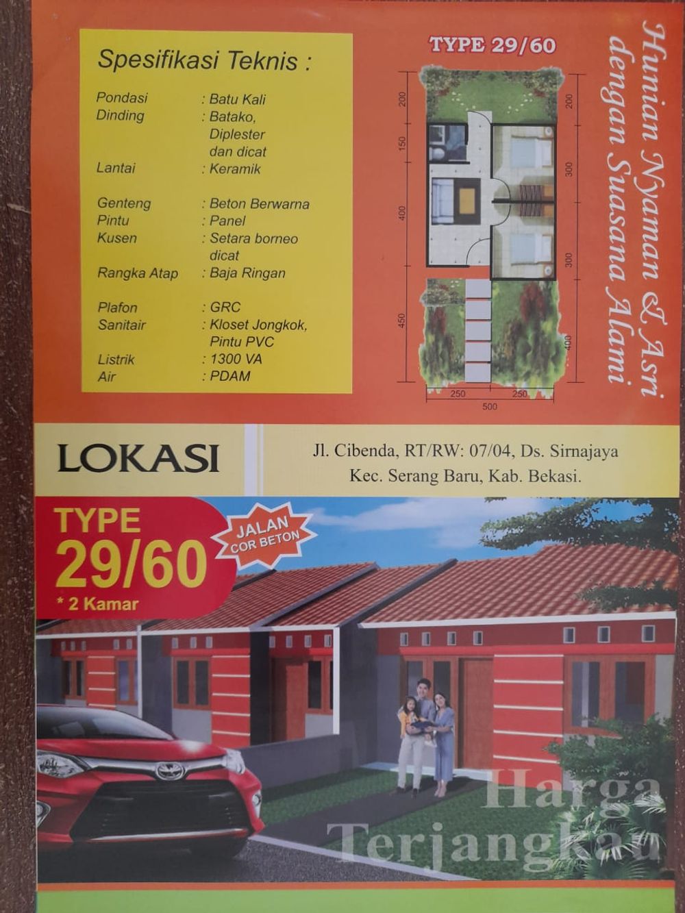 foto denah rumah tipe 29/60 perumahan Cibenda Indah