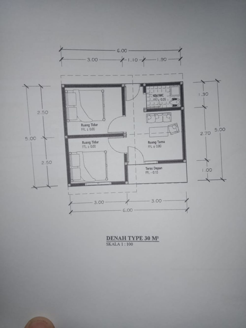 foto denah rumah tipe 30/65 perumahan GRAHA SINAR RAHAYU