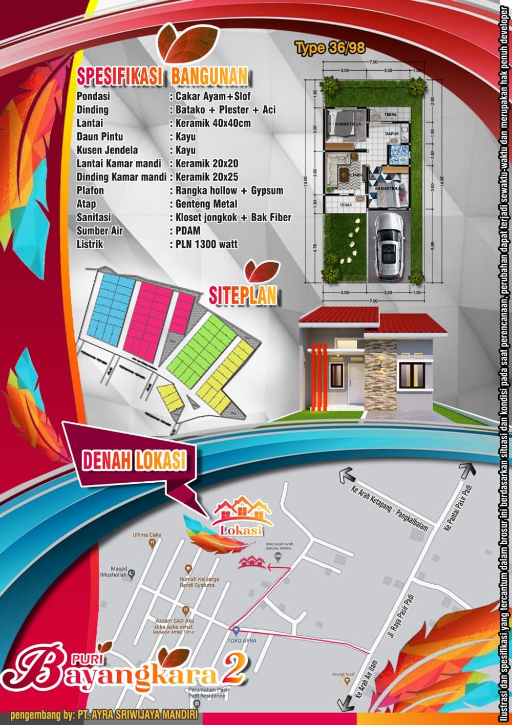 foto denah rumah tipe 36 perumahan AYRA SRIWIJAYA RESIDENCE