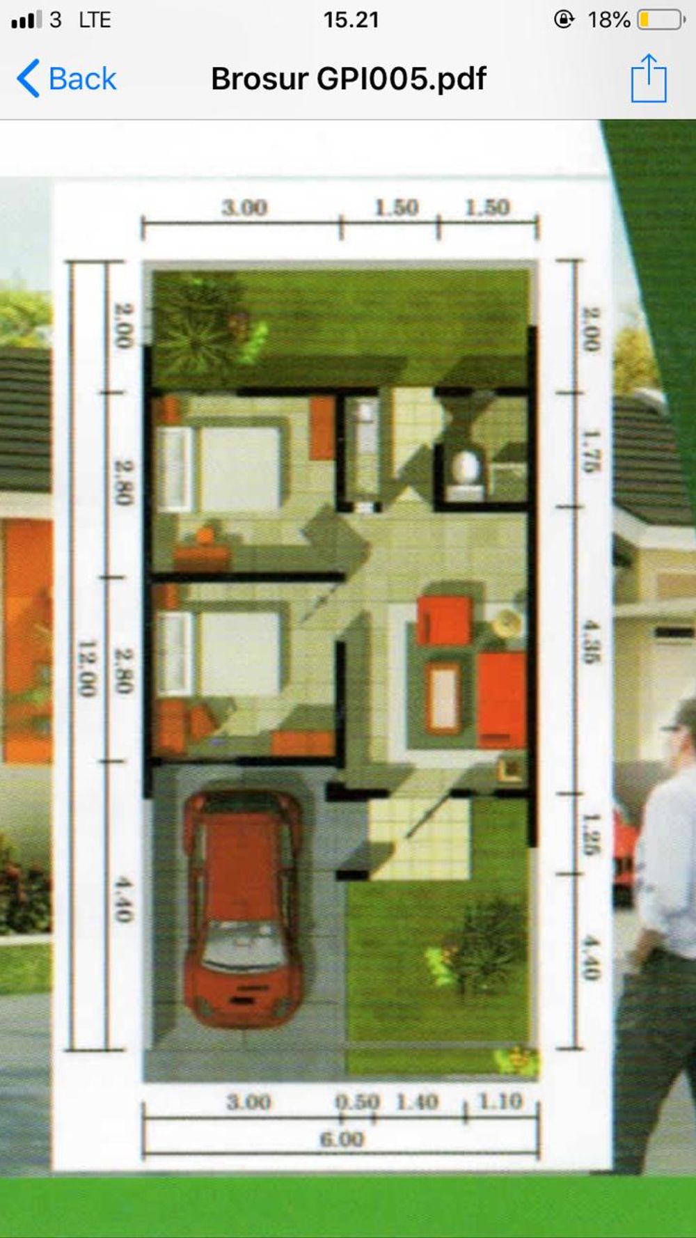 foto denah rumah tipe 36/72 perumahan Puri Aliyan