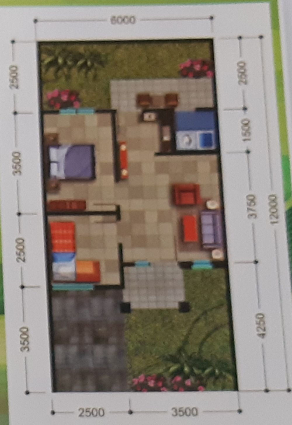 foto denah rumah tipe 36-2 perumahan VILLA PATTALLASSANG INDAH III