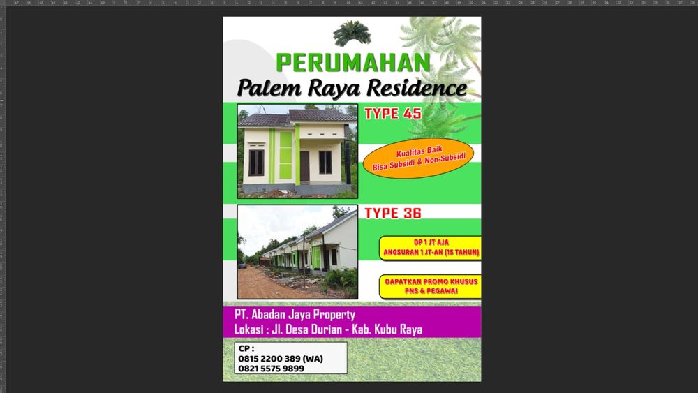 foto denah rumah tipe 45 perumahan PALEM RAYA RESIDENCE