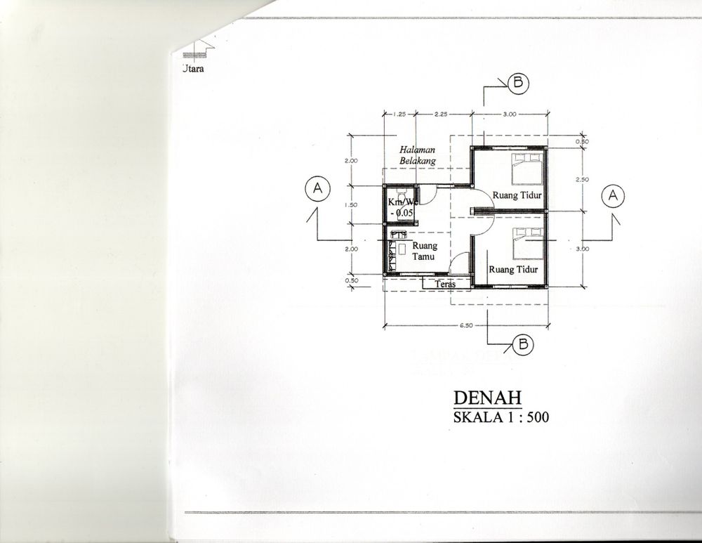 foto denah rumah tipe 30/80 perumahan Alam Permai Kaliasem