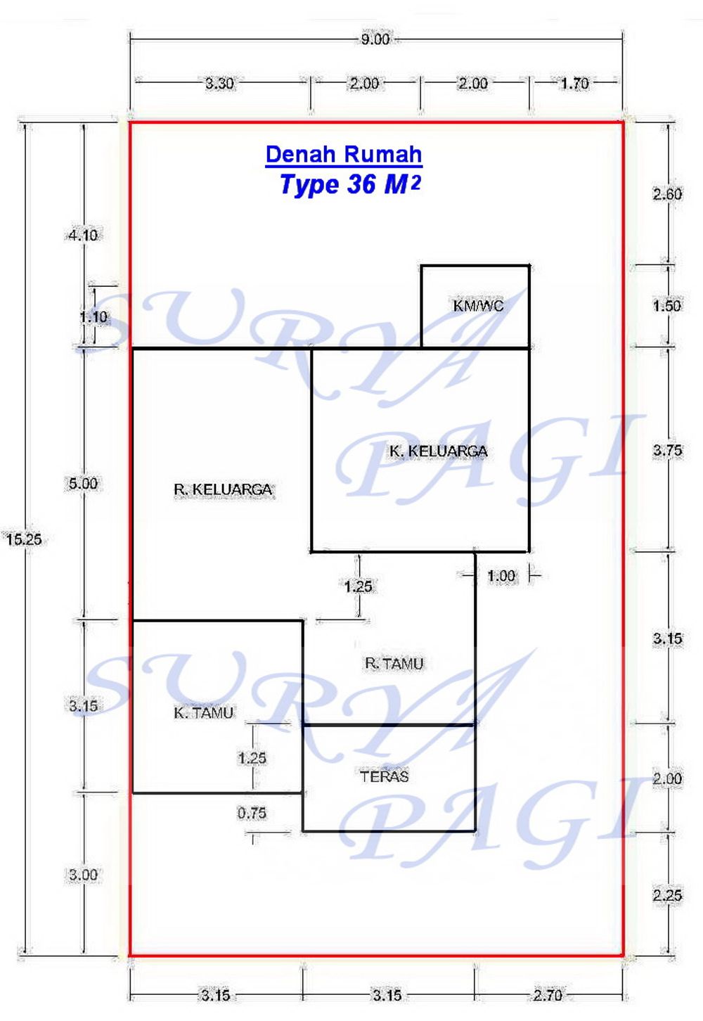 foto denah rumah tipe 45/135 perumahan Perum Surya Pagi 2