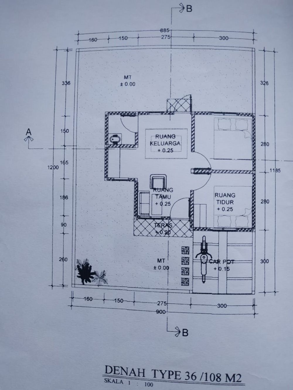 foto denah rumah tipe 36/108 perumahan GAPURA GARUDA
