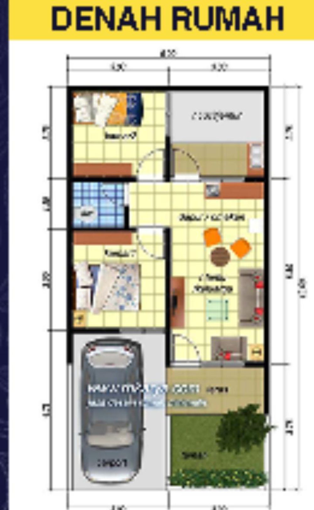 foto denah rumah tipe 36/72 perumahan CIBURIAL RESIDENCE