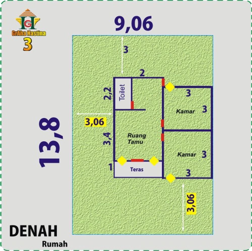 foto denah rumah tipe 36 Subsidi perumahan GRAHA HASTINA