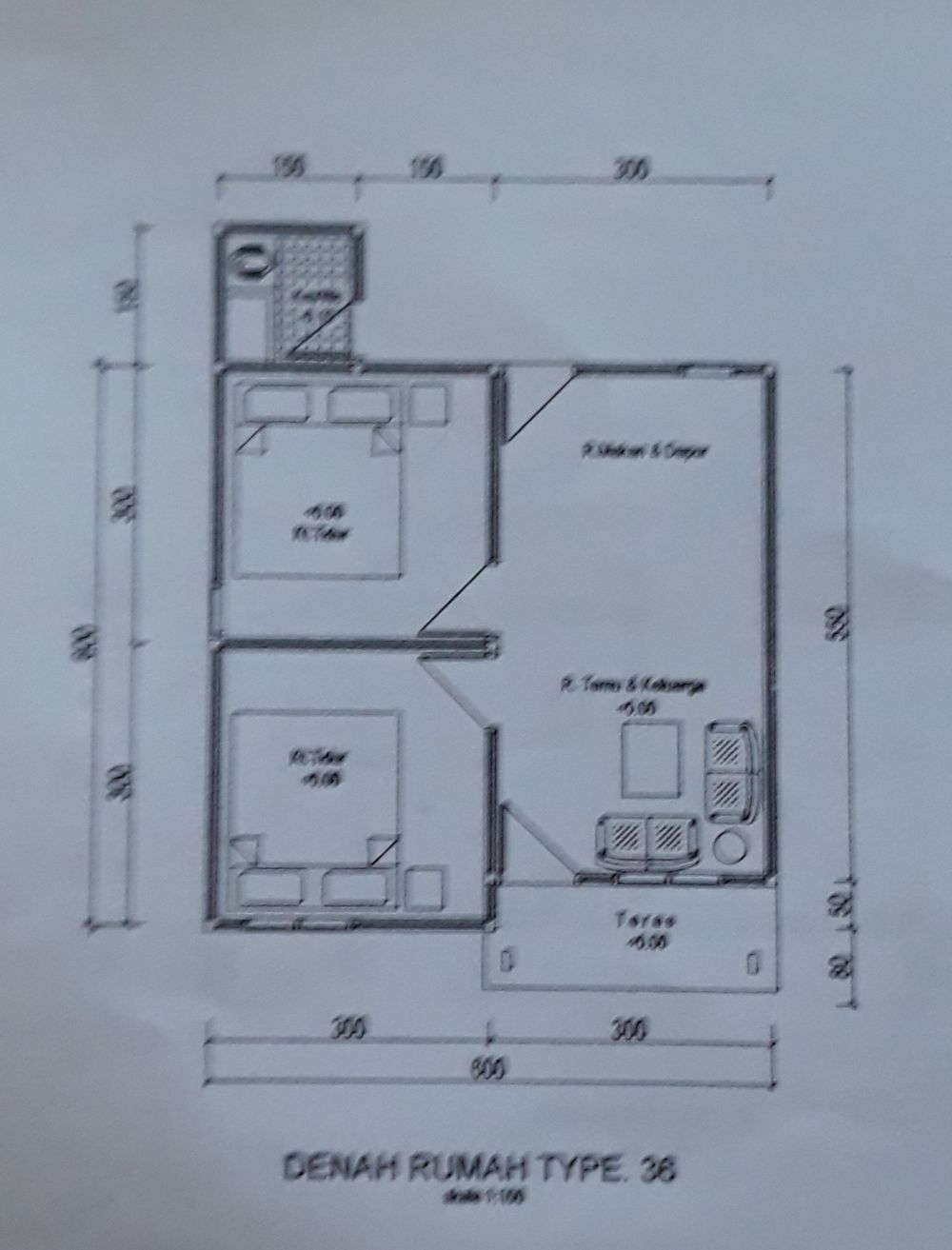 foto denah rumah tipe RST 36 M2 PLUS perumahan Ramaliza Permata