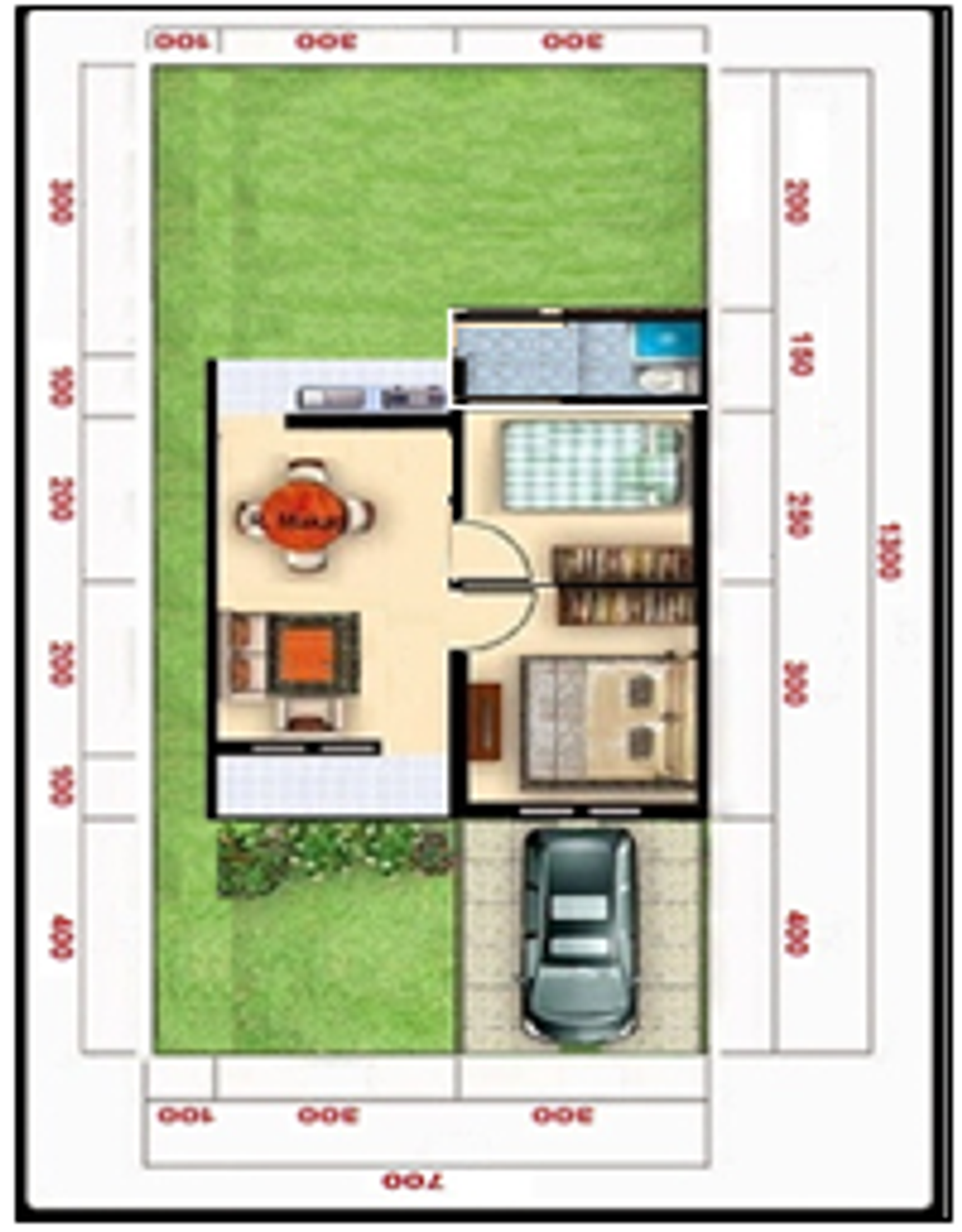 foto denah rumah tipe 36/91 perumahan Indah Lestari