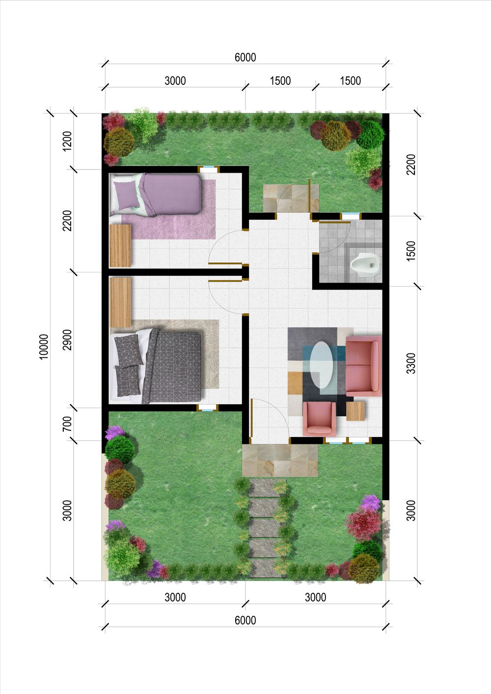 foto denah rumah tipe 30/66 perumahan Cipta Karya Residence