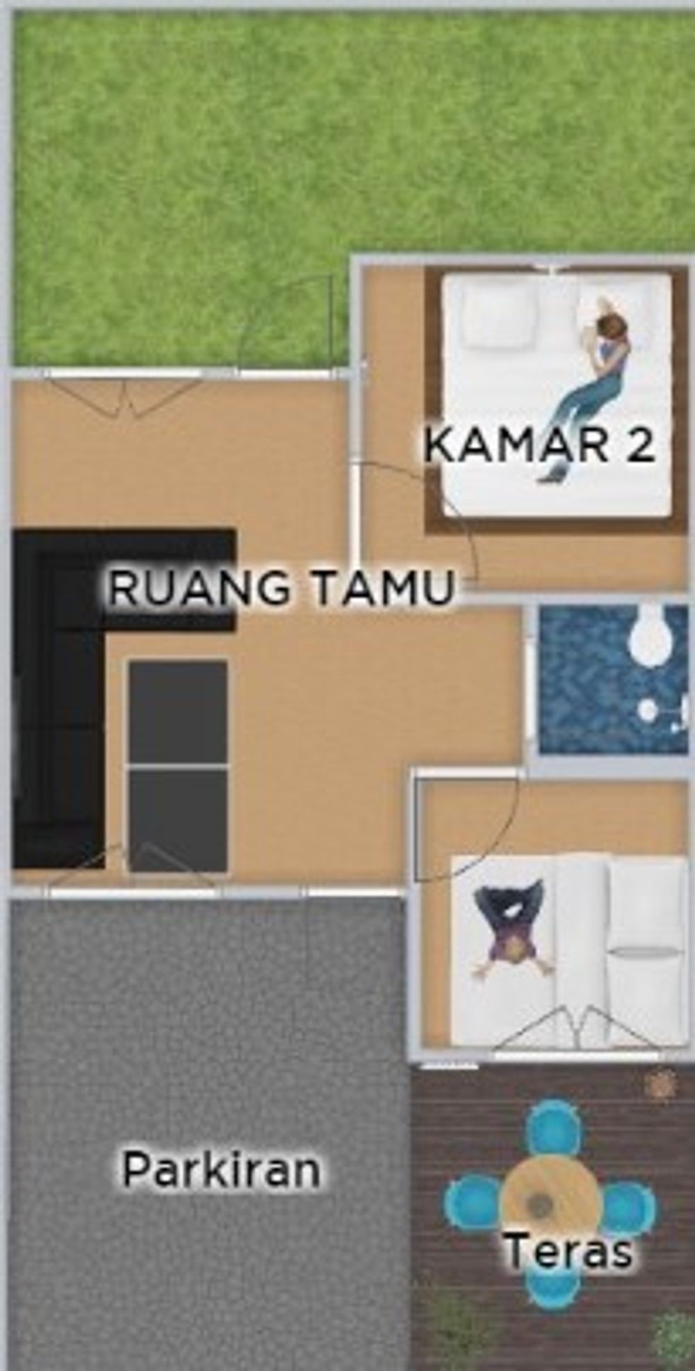 foto denah rumah tipe RST 36/72 NEW2021 perumahan Perumnas Griya Karangpawitan